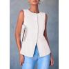 imagePRETTYGARDEN Womens Summer Suit Vest Tops 2025 Dressy Business Casual Sleeveless Button Down Trendy Fashion Blazer WaistcoatWhite