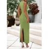 imagePRETTYGARDEN Womens Summer Wedding Guest Dresses 2025 Sleeveless Ruched Bodycon Fitted Maxi Long Cocktail Dress with SlitGreen
