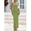 imagePRETTYGARDEN Womens Summer Wedding Guest Dresses 2025 Sleeveless Ruched Bodycon Fitted Maxi Long Cocktail Dress with SlitGreen