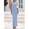 imagePRETTYGARDEN Womens Summer Wedding Guest Dresses 2025 Sleeveless Ruched Bodycon Fitted Maxi Long Cocktail Dress with SlitLight Blue