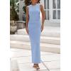 imagePRETTYGARDEN Womens Summer Wedding Guest Dresses 2025 Sleeveless Ruched Bodycon Fitted Maxi Long Cocktail Dress with SlitLight Blue