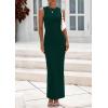 imagePRETTYGARDEN Womens Summer Wedding Guest Dresses 2025 Sleeveless Ruched Bodycon Fitted Maxi Long Cocktail Dress with SlitOlive Green