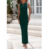 imagePRETTYGARDEN Womens Summer Wedding Guest Dresses 2025 Sleeveless Ruched Bodycon Fitted Maxi Long Cocktail Dress with SlitOlive Green