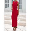 imagePRETTYGARDEN Womens Summer Wedding Guest Dresses 2025 Sleeveless Ruched Bodycon Fitted Maxi Long Cocktail Dress with SlitRed