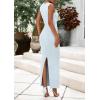 imagePRETTYGARDEN Womens Summer Wedding Guest Dresses 2025 Sleeveless Ruched Bodycon Fitted Maxi Long Cocktail Dress with SlitWhite