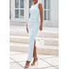 imagePRETTYGARDEN Womens Summer Wedding Guest Dresses 2025 Sleeveless Ruched Bodycon Fitted Maxi Long Cocktail Dress with SlitWhite