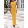 imagePRETTYGARDEN Womens Summer Wedding Guest Dresses 2025 Sleeveless Ruched Bodycon Fitted Maxi Long Cocktail Dress with SlitYellow