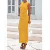 imagePRETTYGARDEN Womens Summer Wedding Guest Dresses 2025 Sleeveless Ruched Bodycon Fitted Maxi Long Cocktail Dress with SlitYellow