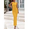 imagePRETTYGARDEN Womens Summer Wedding Guest Dresses 2025 Sleeveless Ruched Bodycon Fitted Maxi Long Cocktail Dress with SlitYellow