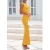 imagePRETTYGARDEN Womens Summer Wedding Guest Dresses 2025 Sleeveless Ruched Bodycon Fitted Maxi Long Cocktail Dress with SlitYellow