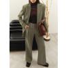 imagePRETTYGARDEN Womens Two Piece Outfits Dressy Blazer Jacket Wide Leg Pants 2025 Fall Business Casual Office Work Suit SetsArmy Green