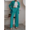 imagePRETTYGARDEN Womens Two Piece Outfits Dressy Blazer Jacket Wide Leg Pants 2025 Fall Business Casual Office Work Suit SetsBlue Green