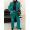 imagePRETTYGARDEN Womens Two Piece Outfits Dressy Blazer Jacket Wide Leg Pants 2025 Fall Business Casual Office Work Suit SetsBlue Green