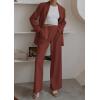 imagePRETTYGARDEN Womens Two Piece Outfits Dressy Blazer Jacket Wide Leg Pants 2025 Fall Business Casual Office Work Suit SetsBrown Red