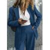 imagePRETTYGARDEN Womens Two Piece Outfits Dressy Blazer Jacket Wide Leg Pants 2025 Fall Business Casual Office Work Suit SetsDark Blue