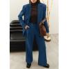 imagePRETTYGARDEN Womens Two Piece Outfits Dressy Blazer Jacket Wide Leg Pants 2025 Fall Business Casual Office Work Suit SetsDark Blue
