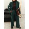 imagePRETTYGARDEN Womens Two Piece Outfits Dressy Blazer Jacket Wide Leg Pants 2025 Fall Business Casual Office Work Suit SetsDark Green