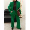 imagePRETTYGARDEN Womens Two Piece Outfits Dressy Blazer Jacket Wide Leg Pants 2025 Fall Business Casual Office Work Suit SetsGreen