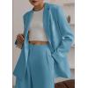 imagePRETTYGARDEN Womens Two Piece Outfits Dressy Blazer Jacket Wide Leg Pants 2025 Fall Business Casual Office Work Suit SetsLake Blue