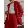 imagePRETTYGARDEN Womens Two Piece Outfits Dressy Blazer Jacket Wide Leg Pants 2025 Fall Business Casual Office Work Suit SetsRed