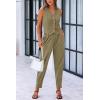 imagePRETTYGARDEN Womens Two Piece Outfits Summer V Neck Button Front Cropped Tank Tops Vest Pockets Pants Cotton Matching SetsArmy Green