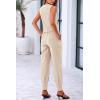 imagePRETTYGARDEN Womens Two Piece Outfits Summer V Neck Button Front Cropped Tank Tops Vest Pockets Pants Cotton Matching SetsBeige