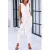 imagePRETTYGARDEN Womens Two Piece Outfits Summer V Neck Button Front Cropped Tank Tops Vest Pockets Pants Cotton Matching SetsWhite