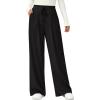 imagePRETTYGARDEN Womens Wide Leg Pants 2025 Fall Elastic High Waisted Knit Casual Lounge Palazzo Pant Trousers with PocketsBlack