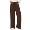 imagePRETTYGARDEN Womens Wide Leg Pants 2025 Fall Elastic High Waisted Knit Casual Lounge Palazzo Pant Trousers with PocketsBrown