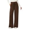 imagePRETTYGARDEN Womens Wide Leg Pants 2025 Fall Elastic High Waisted Knit Casual Lounge Palazzo Pant Trousers with PocketsBrown