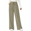 imagePRETTYGARDEN Womens Wide Leg Pants 2025 Fall Elastic High Waisted Knit Casual Lounge Palazzo Pant Trousers with PocketsGreen