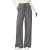 imagePRETTYGARDEN Womens Wide Leg Pants 2025 Fall Elastic High Waisted Knit Casual Lounge Palazzo Pant Trousers with PocketsGrey