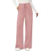 imagePRETTYGARDEN Womens Wide Leg Pants 2025 Fall Elastic High Waisted Knit Casual Lounge Palazzo Pant Trousers with PocketsPink