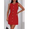imagePRETTYGARDEN Work Dresses for Women 2025 Summer Business Formal Short Dress Sleeveless Button Down Elegant Office OutfitsRed