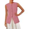 imagePRETTYGARDEN Blazer Vest Tops for Women Sleeveless Button Down Business Casual Outfits Work Suit Vests WaistcoatPink