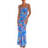 imagePRETTYGARDEN Maxi Dresses for Women 2025 Summer Tiered Floral Beach Sundress Spaghetti Strap Wedding Guest Long DressFloral Light Blue