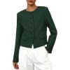 imagePRETTYGARDEN Women Blazers Business Casual Outfits 2025 Fall Fashion Long Sleeve Professional Office Work Suit Jacket ClothesDark Green