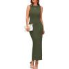 imagePRETTYGARDEN Womens 2025 Summer Casual Maxi Dresses Ribbed Knit Sleeveless Bodycon Elegant Going Out Beach Vacation ClothesArmy Green