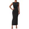 imagePRETTYGARDEN Womens 2025 Summer Semi Formal Midi Dresses Sleeveless Ruched Bodycon Long Elegant Cocktail Wedding Guest DressBlack
