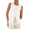 imagePRETTYGARDEN Womens 2025 Summer Sweater Vest Sleeveless Knit Cardigan Button Down Tank Tops Trendy Business Casual OutfitsWhite