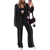 imagePRETTYGARDEN Womens Fall Spring 2 Piece Blazer Outfits Business Casual Oversized Jacket Wide Leg Work Pants Dressy Suit SetBlack
