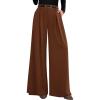 imagePRETTYGARDEN Womens Fall Wide Leg Trousers 2025 High Elastic Waist Loose Pleated Long Flowy Palazzo Work Pants with PocketsRed Brown