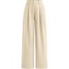imagePRETTYGARDEN Womens Summer Elastic High Waisted Work Pants Straight Leg Dressy Business Casual Trousers Slacks PocketsBeige