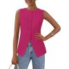imagePRETTYGARDEN Womens Summer Suit Vest Tops 2025 Dressy Business Casual Sleeveless Button Down Trendy Fashion Blazer WaistcoatRose Red