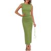 imagePRETTYGARDEN Womens Summer Wedding Guest Dresses 2025 Sleeveless Ruched Bodycon Fitted Maxi Long Cocktail Dress with SlitGreen