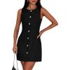 imagePRETTYGARDEN Work Dresses for Women 2025 Summer Business Formal Short Dress Sleeveless Button Down Elegant Office OutfitsBlack