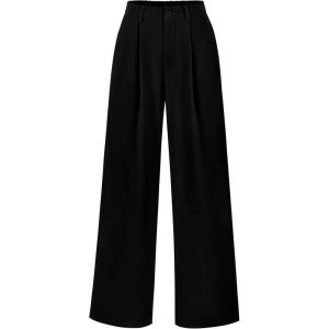 imagePRETTYGARDEN Wide Leg Pants for Women Trendy 2025 Fall High Waisted Business Casual Outfits Work Pant TrousersBlack