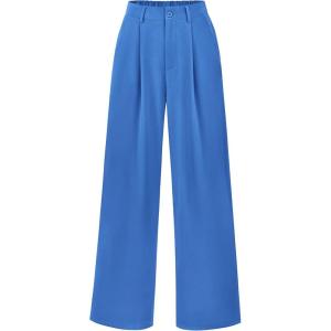 imagePRETTYGARDEN Wide Leg Pants for Women Trendy 2025 Fall High Waisted Business Casual Outfits Work Pant TrousersBlue