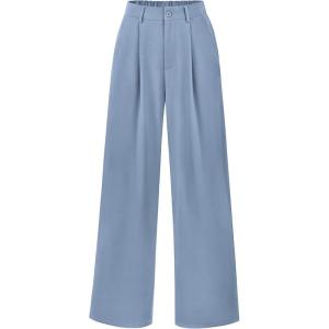 imagePRETTYGARDEN Wide Leg Pants for Women Trendy 2025 Fall High Waisted Business Casual Outfits Work Pant TrousersGrey Blue