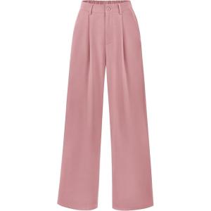 imagePRETTYGARDEN Wide Leg Pants for Women Trendy 2025 Fall High Waisted Business Casual Outfits Work Pant TrousersPink